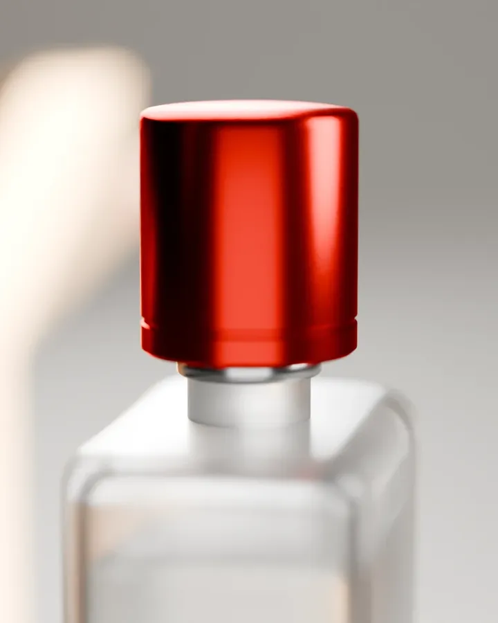 Shot 3, 3D render: a close-up of the red cap